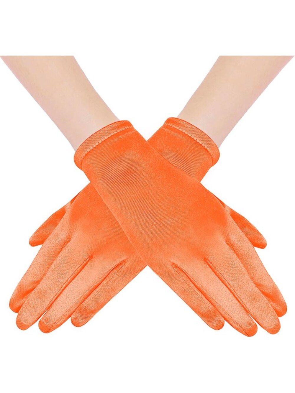 Women's Orange 1920s Bridal Tea Party Wedding Short Satin Opera Gloves